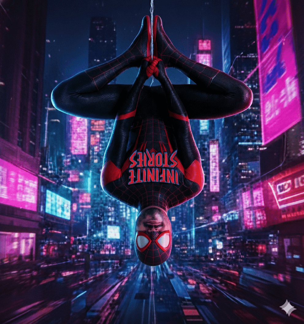 Anancy manifesto illustration, orange glowing web and digital storyteller theme